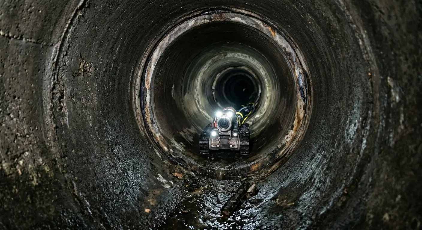 Robotic sewer camera inspecting pipe interior for Drain Snake Service in Trophy Club